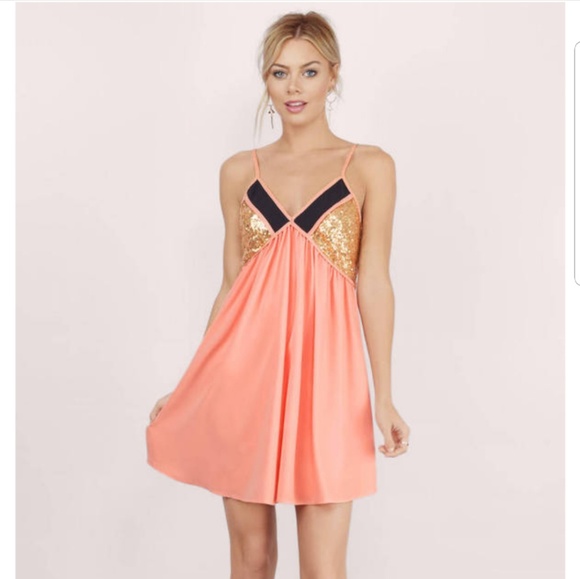 Coral Sequin Dress - Picture 3 of 6